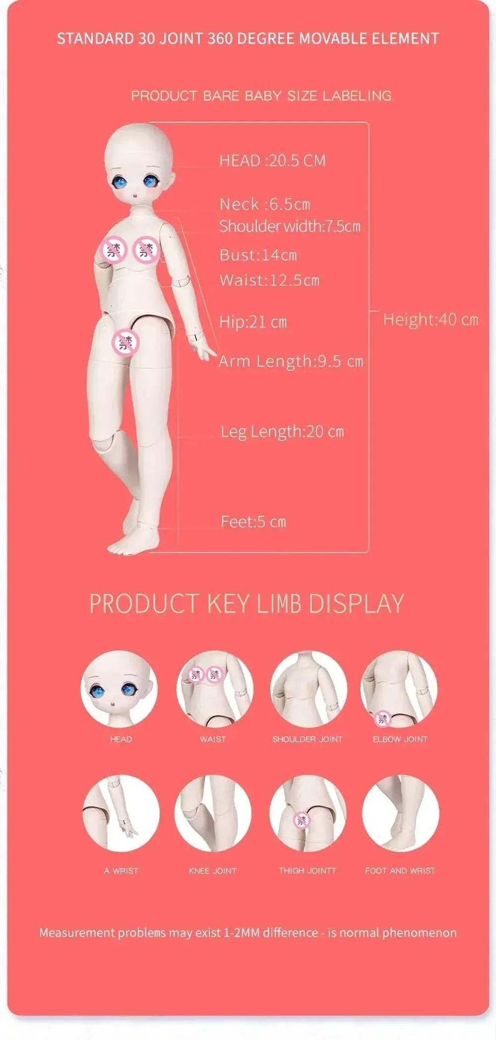  DBS 1/4 BJD 45cm Doll Anime Style with Clothes and Shoes -  ToylandEU™
