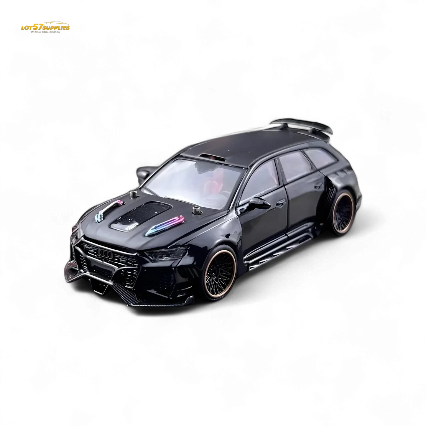 DCM Modified Audi RS6 Wagon Metallic Black - Engine & Openable Hood 1:64 - ToylandEU