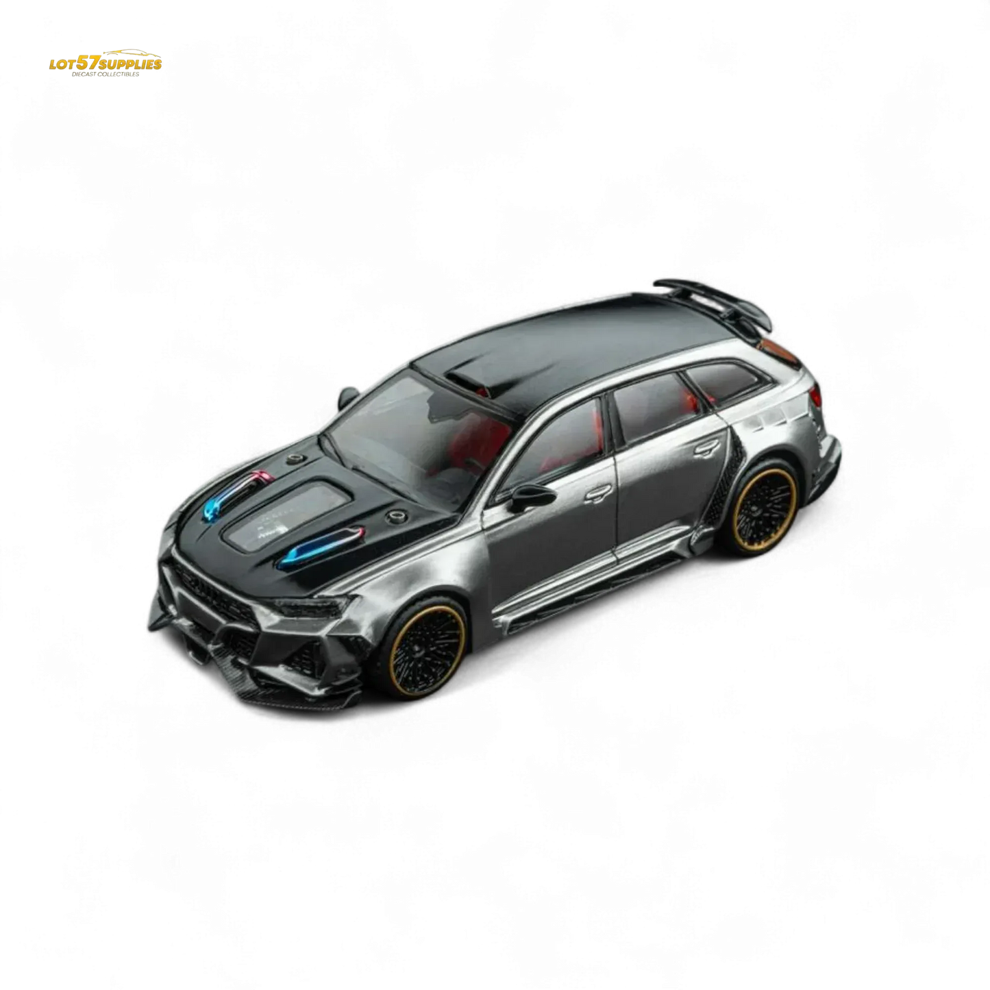 DCM Modified Audi RS6 Wagon Silver/Gray With Ferrari Engine & Openable Hood 1:64 - ToylandEU