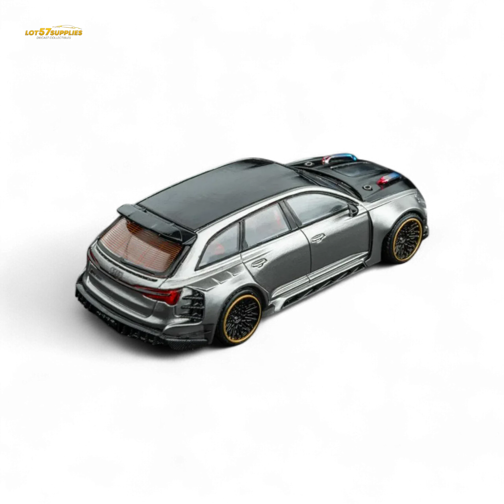 DCM Modified Audi RS6 Wagon Silver/Gray With Ferrari Engine & Openable Hood 1:64 - ToylandEU