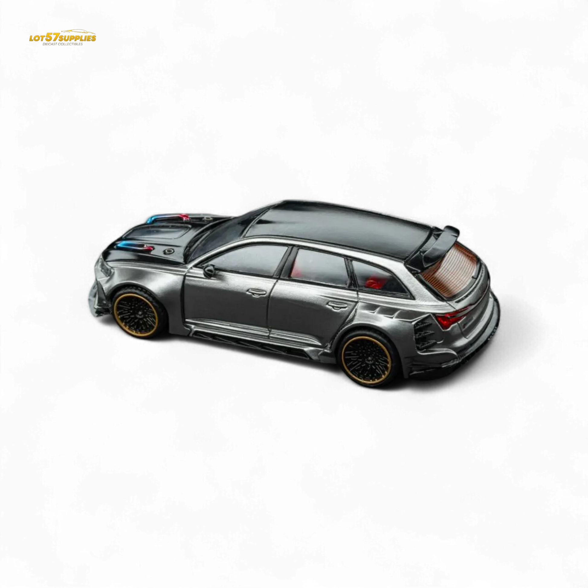 DCM Modified Audi RS6 Wagon Silver/Gray With Ferrari Engine & Openable Hood 1:64 - ToylandEU