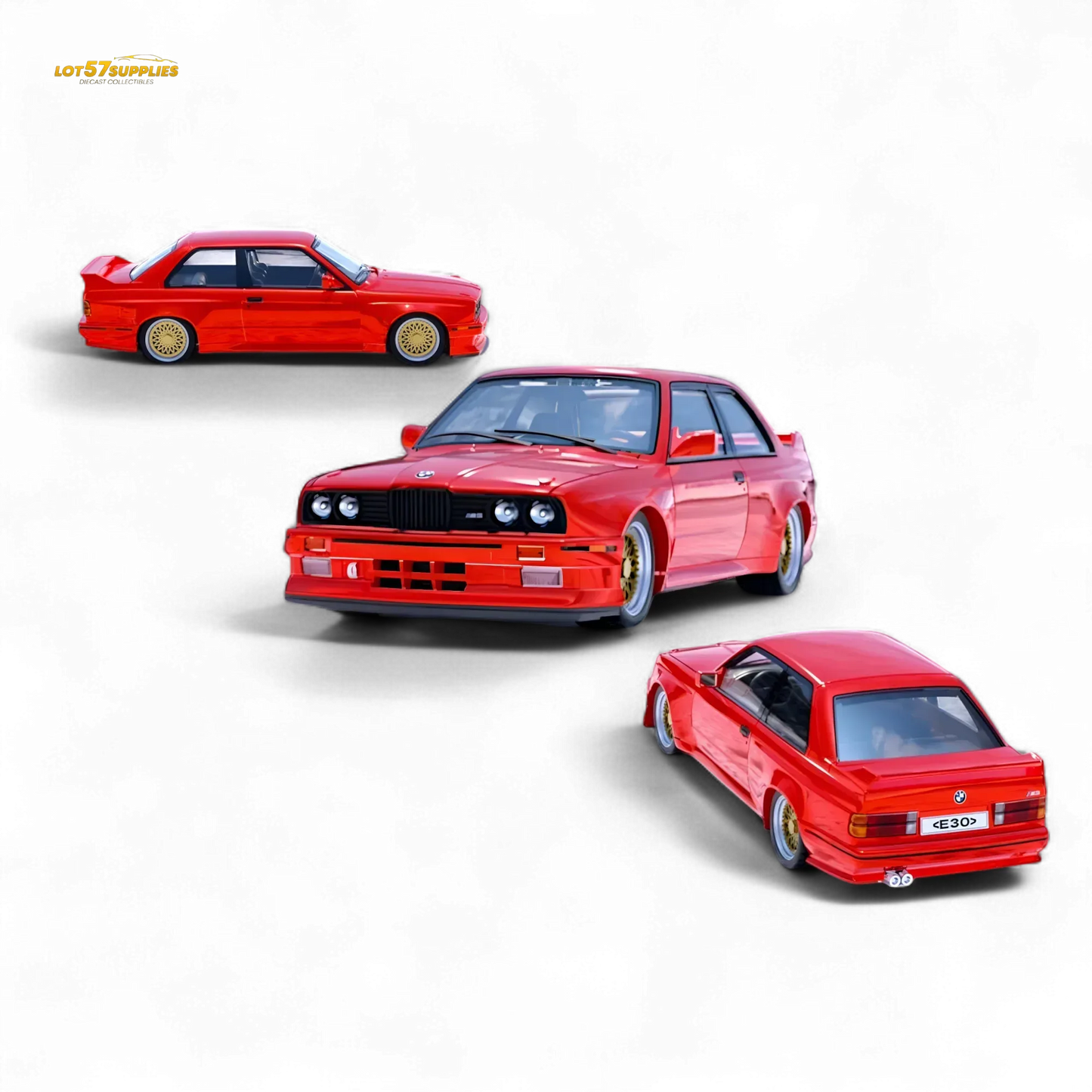 DCM BMW M3 E30 in Red - Gold Wheels 1:64 - ToylandEU