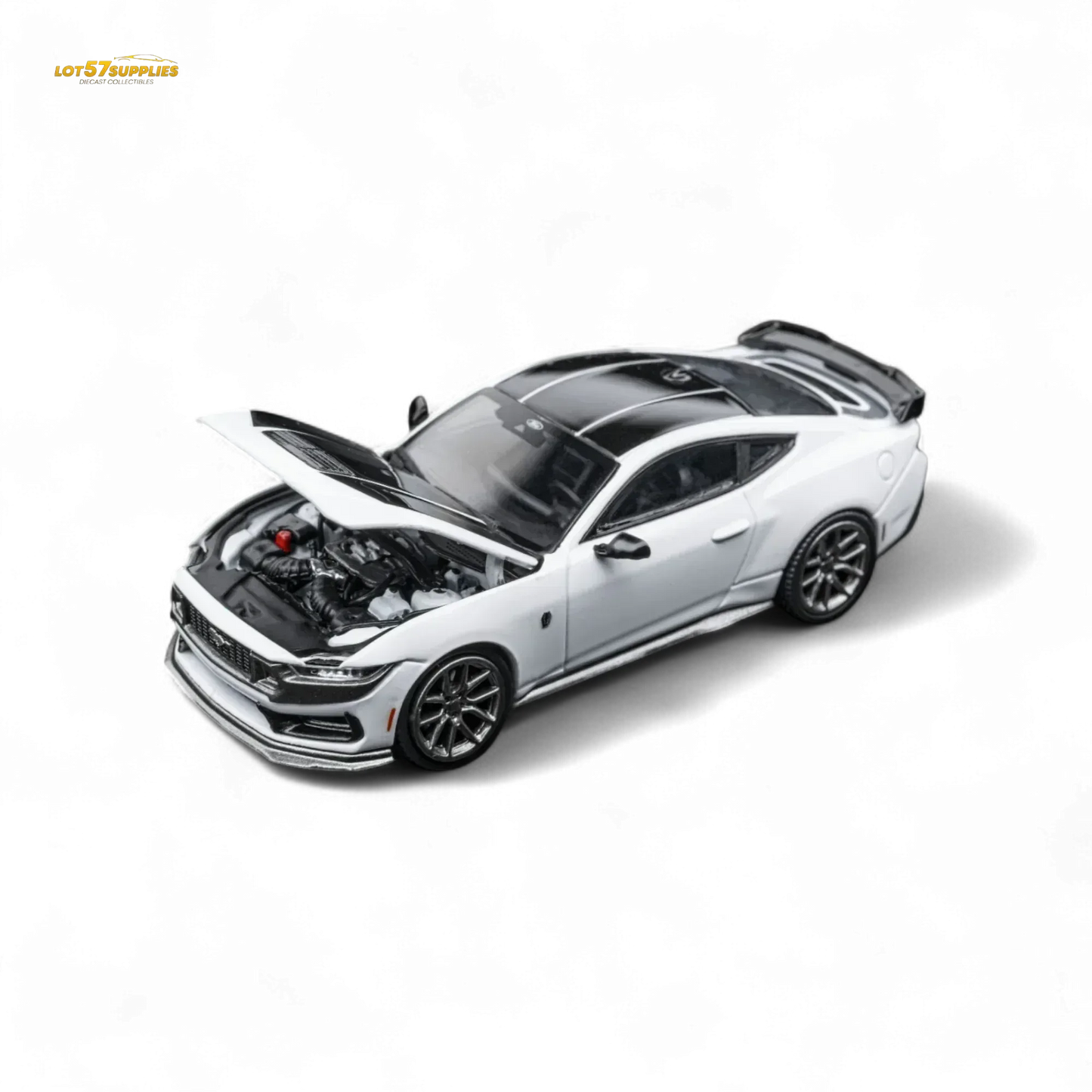 (Pre-Order) DCM Mustang Dark Horse - Crystal White - Titanium Wheels 1:64 - ToylandEU