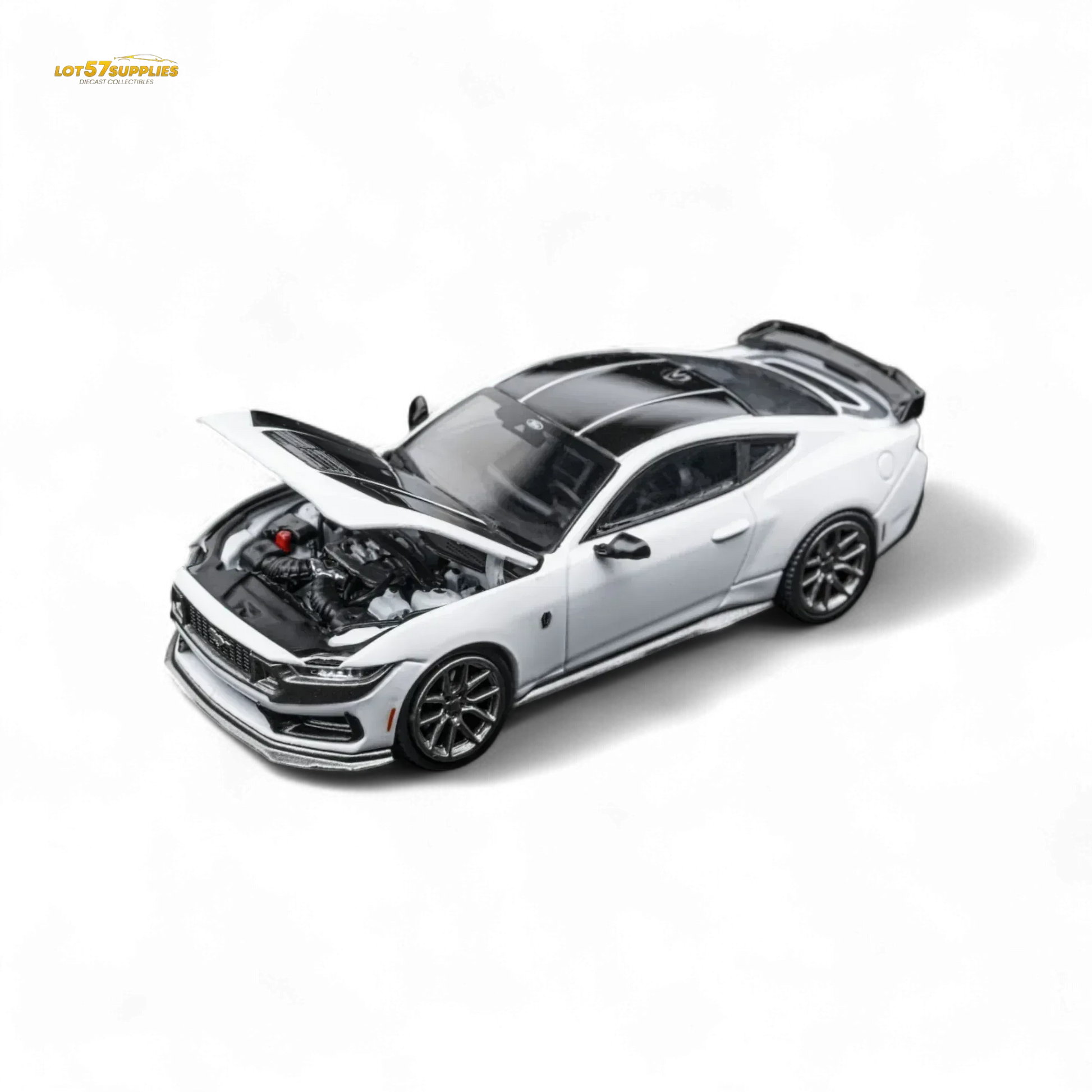 (Pre-Order) DCM Mustang Dark Horse - Crystal White - Titanium Wheels 1:64 - ToylandEU