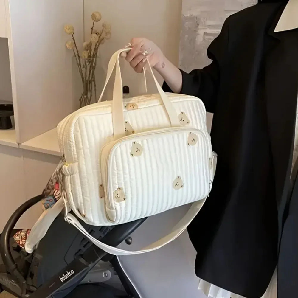 DDAXMM Diaper Bag Large Capacity Teddy Bear Embroidery For Moms On The Go - ToylandEU