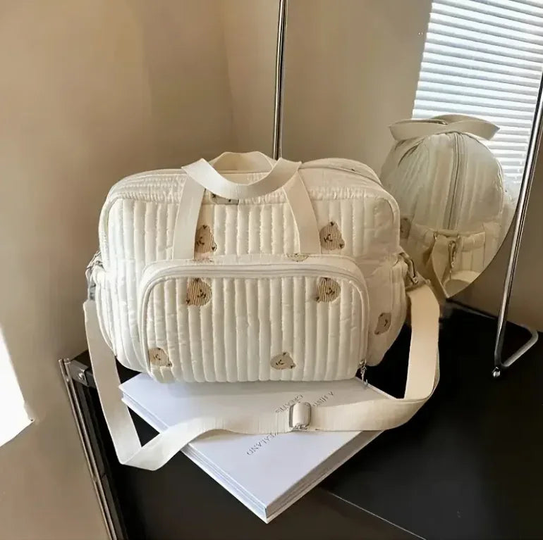 DDAXMM Diaper Bag Large Capacity Teddy Bear Embroidery For Moms On The Go - ToylandEU