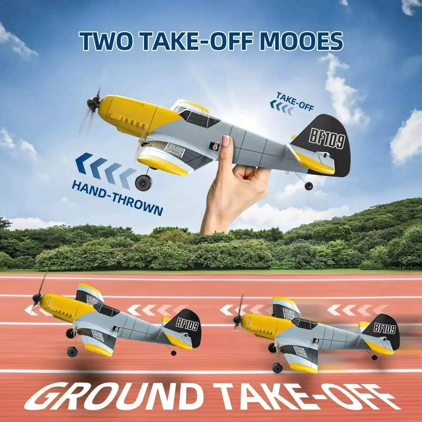 DEERC RC Plane BF-109 Easy Fly Glider for Kids Adults - ToylandEU