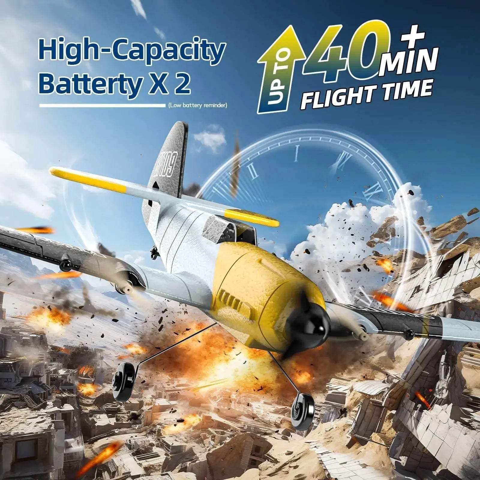 DEERC RC Plane BF-109 Easy Fly Glider for Kids Adults - ToylandEU