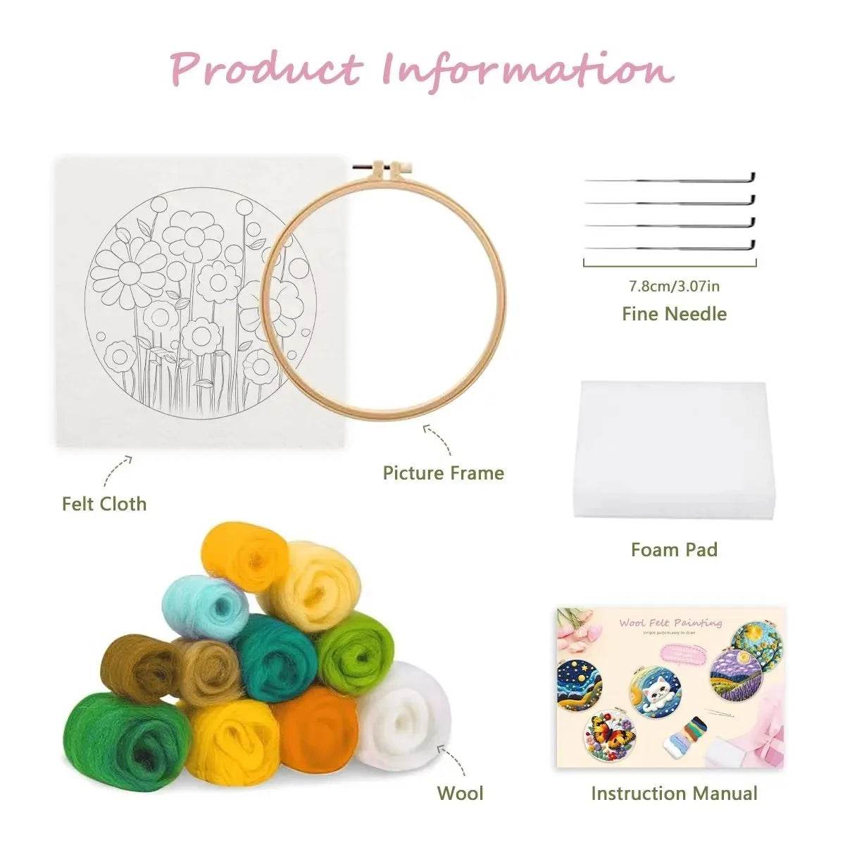 DIY 20x20cm Frame Wool Felting Painting Kit Handicraft Needle Wool Painting Seascape Sailboat Home Decor Art Craft Gift - ToylandEU