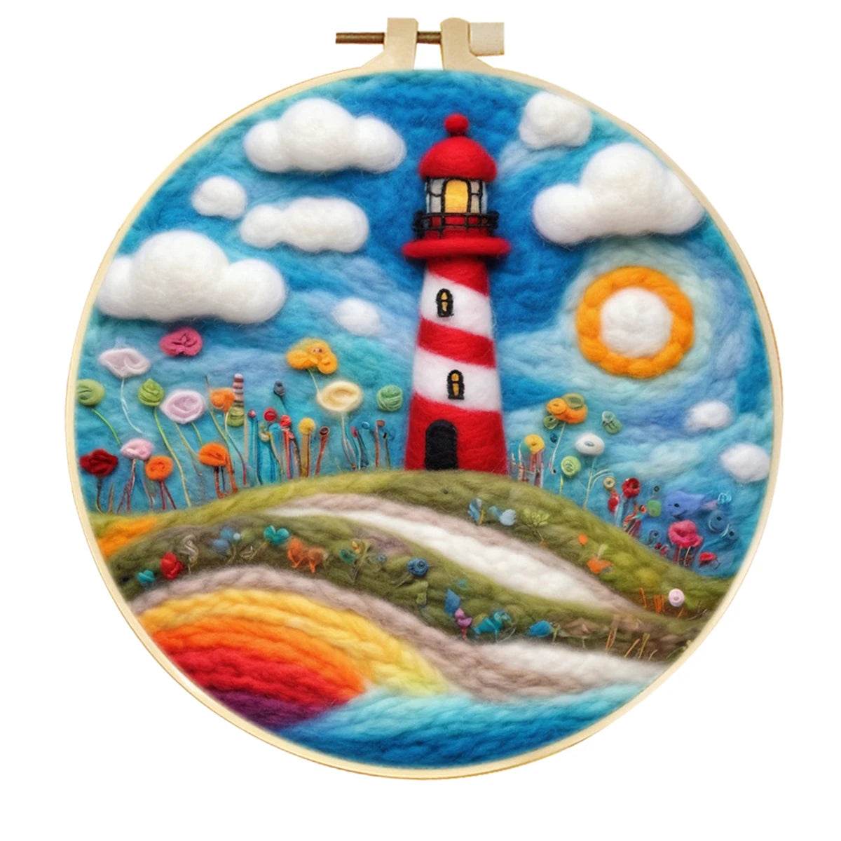 DIY 20x20cm Frame Wool Felting Painting Kit Handicraft Needle Wool Painting Seascape Sailboat Home Decor Art Craft Gift - ToylandEU