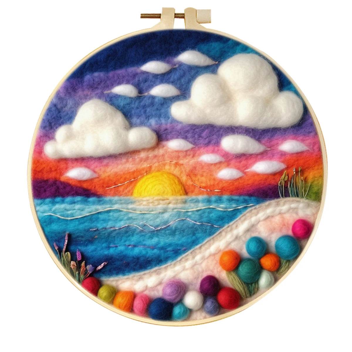 DIY 20x20cm Frame Wool Felting Painting Kit Handicraft Needle Wool Painting Seascape Sailboat Home Decor Art Craft Gift - ToylandEU