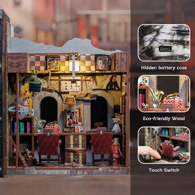 DIY 3D Dollhouse Bookends With LED Light Wooden Puzzle Kit - ToylandEU