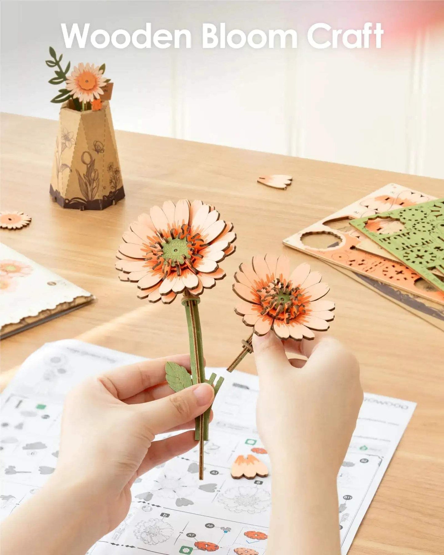  DIY 3D Wooden Flower Puzzle Handcrafted Gift -  ToylandEU™