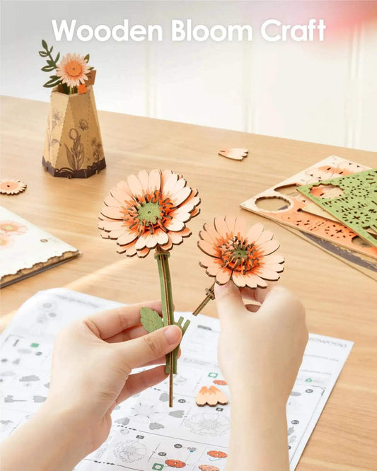  DIY 3D Wooden Flower Puzzle Handcrafted Gift -  ToylandEU™