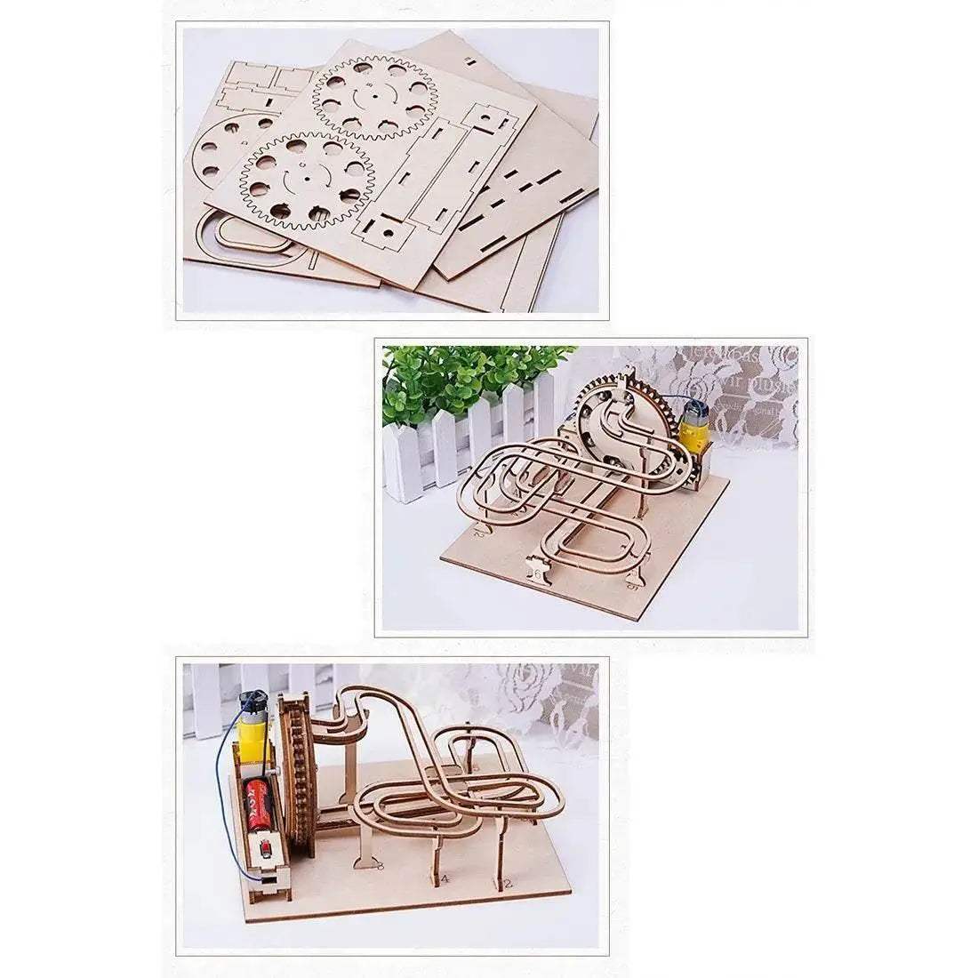 DIY 3D Wooden Marble Run Kit Build Mechanical Gears Steam Powered Science Experiment Educational Toy for Children and Teens - ToylandEU