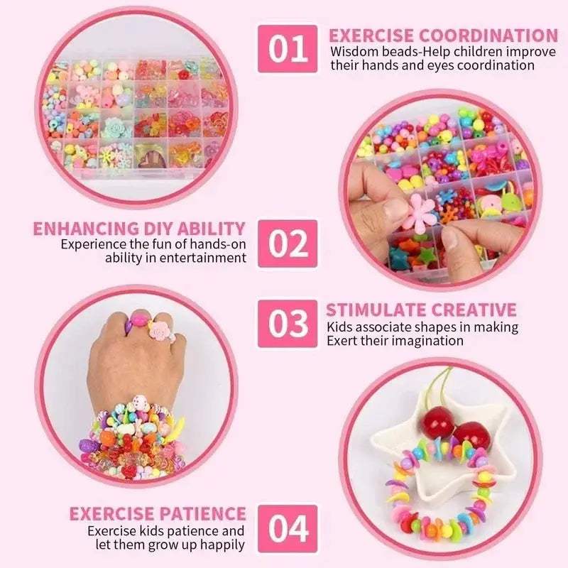 DIY Bead Jewelry Kit For Kids With Sparkling Pearl Beads - ToylandEU
