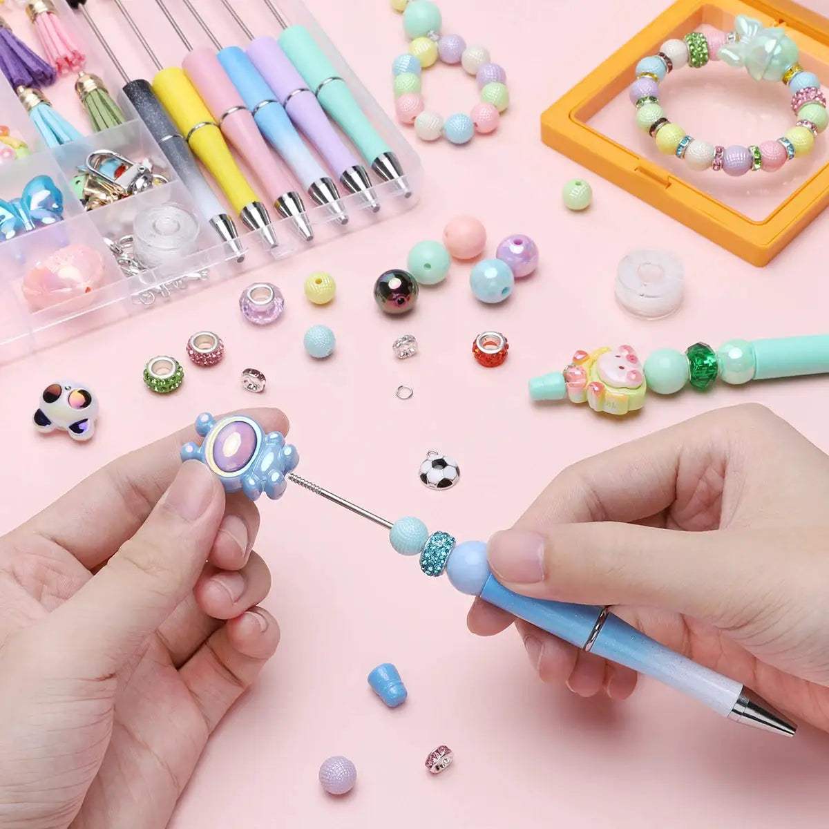 DIY Beadable Pens and Bracelet Set with Multicolor Beads - ToylandEU