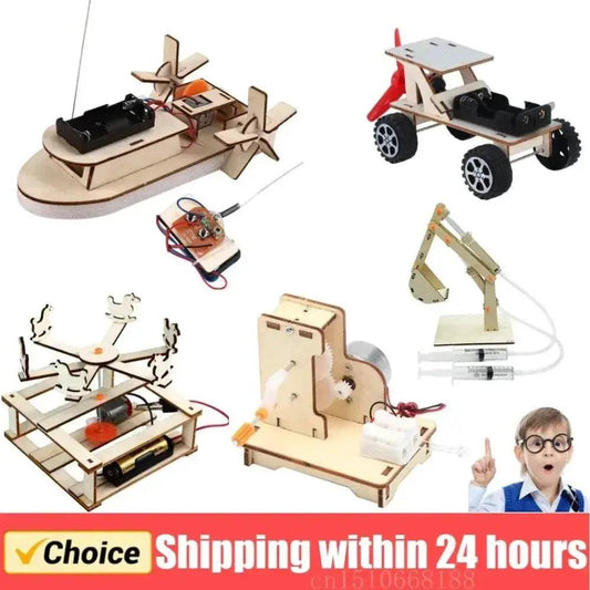  DIY Boat Model Science Toys Kids STEM Electric Educational Teaching Kit 3D Assemble Wooden Boat Toy -  ToylandEU™