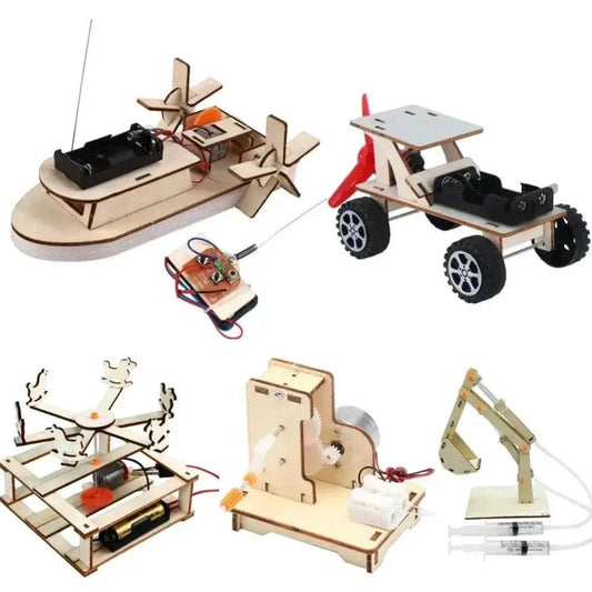  DIY Boat Model Science Toys Kids STEM Electric Educational Teaching Kit 3D Assemble Wooden Boat Toy -  ToylandEU™