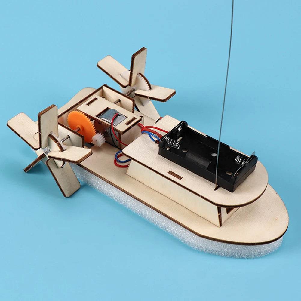 DIY Boat Model Science Toys Kids STEM Electric Educational Teaching Kit 3D Assemble Wooden Boat Toy - ToylandEU