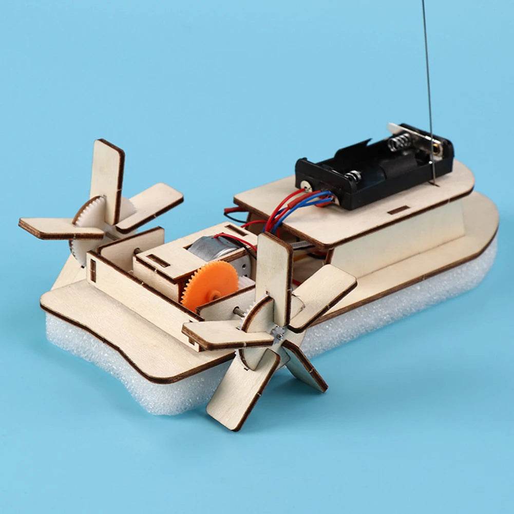 DIY Boat Model Science Toys Kids STEM Electric Educational Teaching Kit 3D Assemble Wooden Boat Toy - ToylandEU