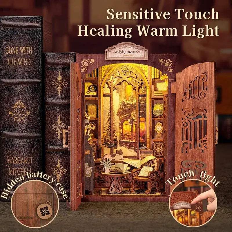 DIY Book Nook Kit Miniature Dollhouse With Wooden Shelf Gift - ToylandEU