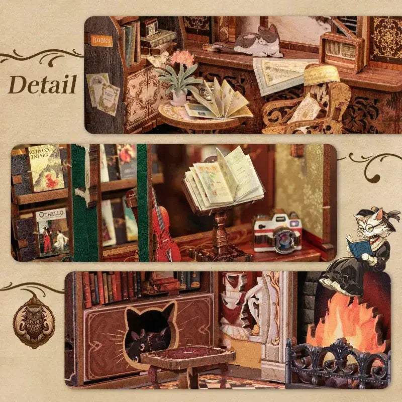 DIY Book Nook Kit Miniature Dollhouse With Wooden Shelf Gift - ToylandEU