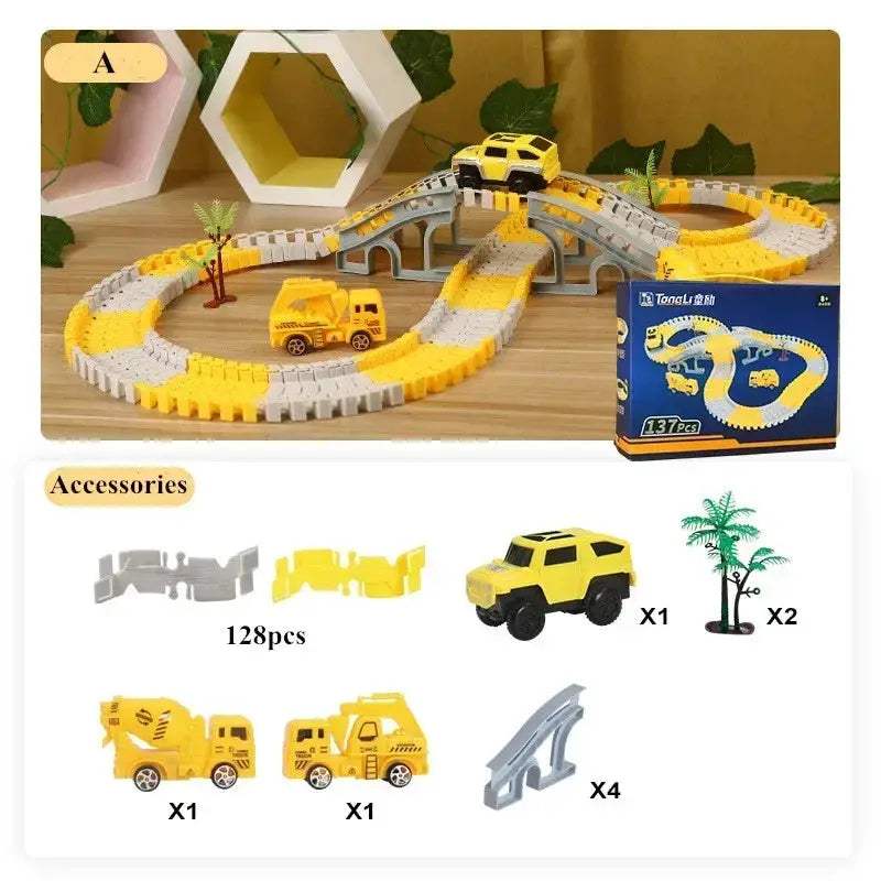DIY Car Race Track Set for Kids with Flexible Rails - ToylandEU
