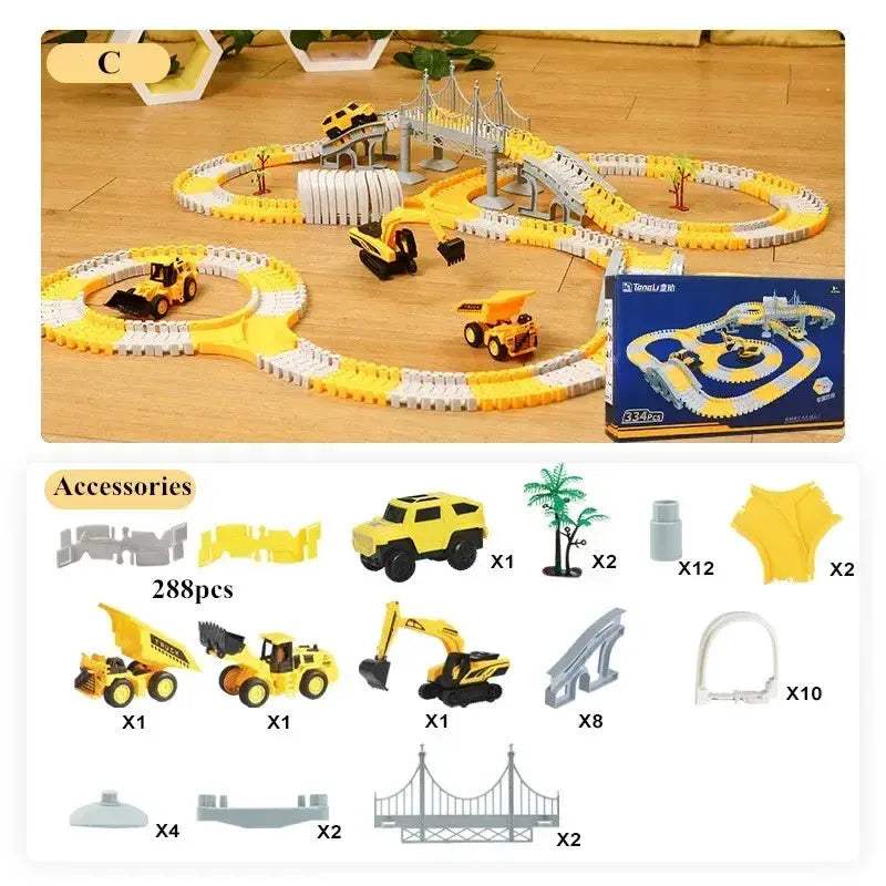 DIY Car Race Track Set for Kids with Flexible Rails - ToylandEU