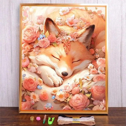  DIY Cartoon Fox Floral Cross Stitch Embroidery Kit - Handmade Sewing Supplies Set -  ToylandEU™