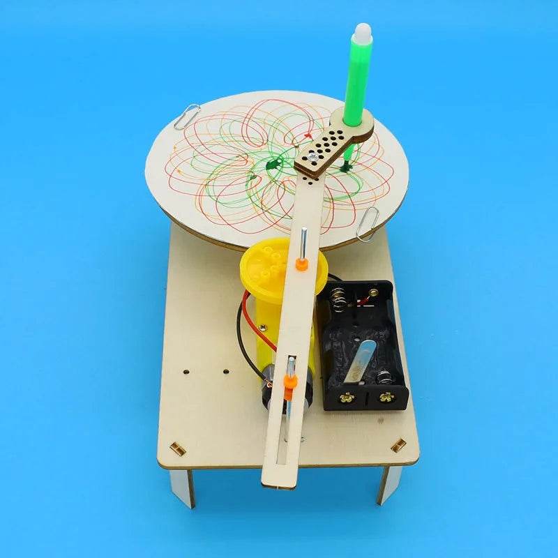 DIY Creative Wooden Electric Plotter Drawing Robot STEM Kids Model Automatic Painting Science Electronics Kits - ToylandEU
