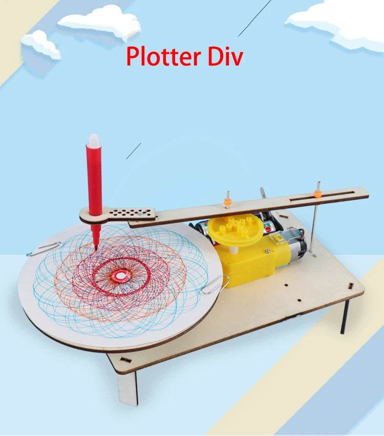 DIY Creative Wooden Electric Plotter Drawing Robot STEM Kids Model Automatic Painting Science Electronics Kits - ToylandEU