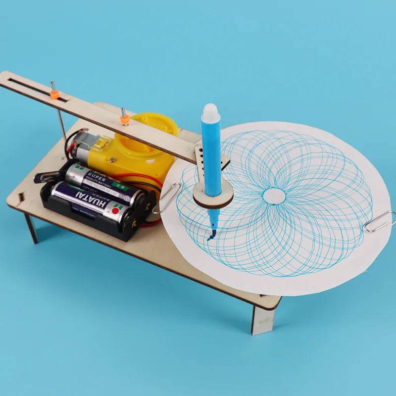 DIY Creative Wooden Electric Plotter Drawing Robot STEM Kids Model Automatic Painting Science Electronics Kits - ToylandEU
