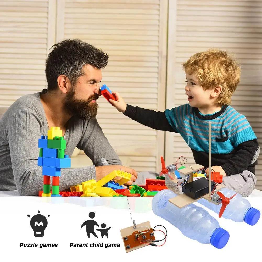 DIY Educational Toys Kit Toys Science Remote Control Wind Ship Model Gifts for Kids Without Bottles - ToylandEU