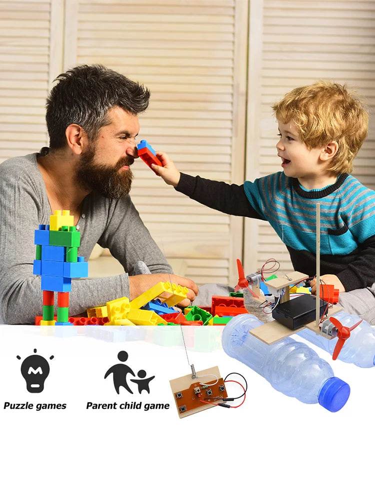 DIY Educational Toys Kit Toys Science Remote Control Wind Ship Model Gifts for Kids Without Bottles - ToylandEU