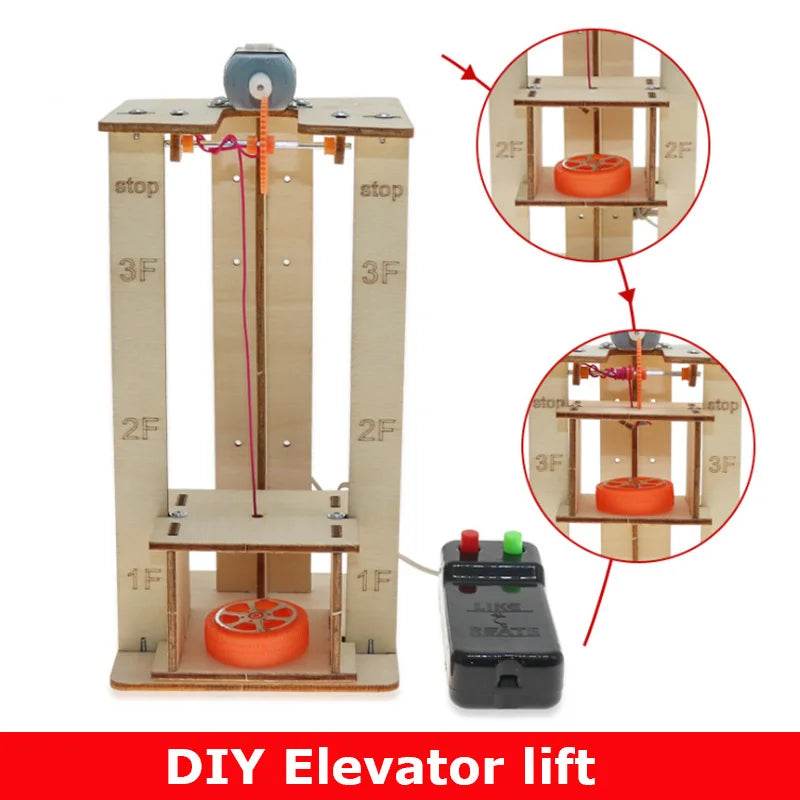 DIY Electric Remote Control Lift Elevator Wooden Model Kit Science School Projects Experiment Science Toys For Kids Education - ToylandEU