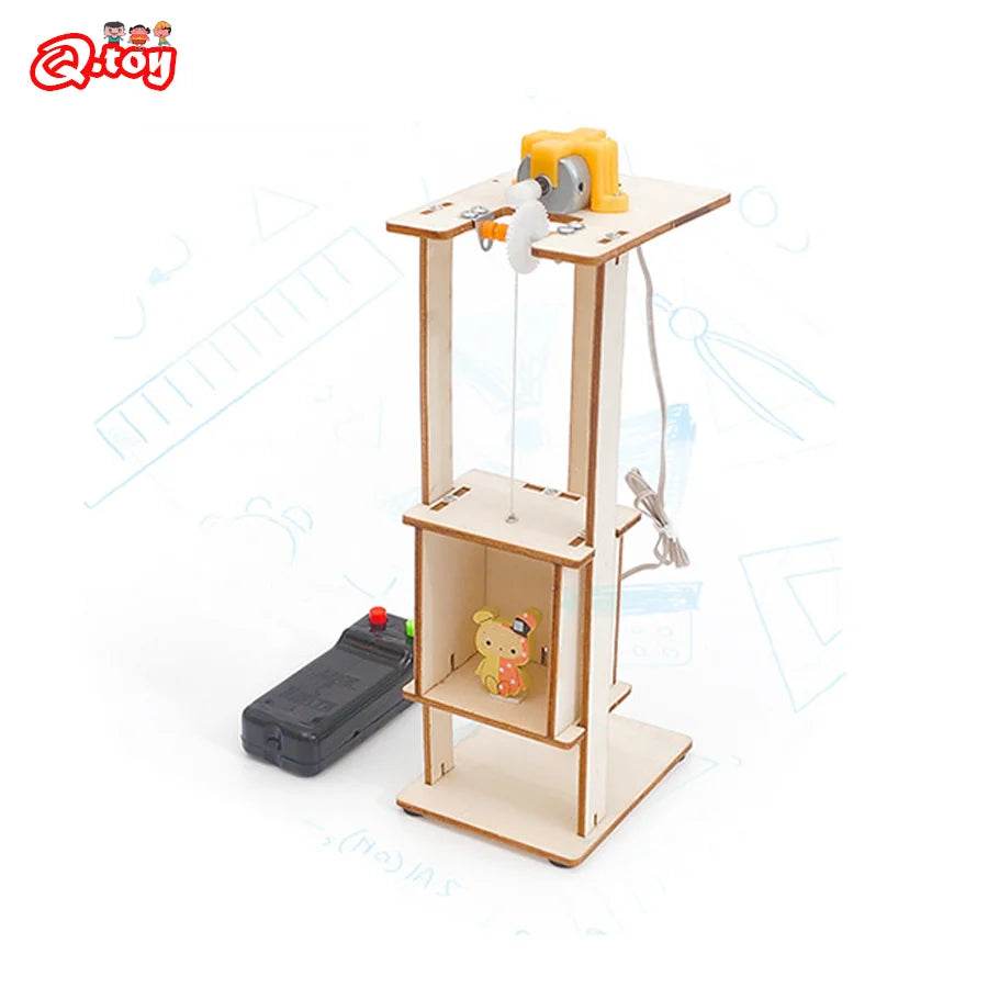 DIY Electric Remote Control Lift Elevator Wooden Model Kit Science Toys for Kids Education - ToylandEU