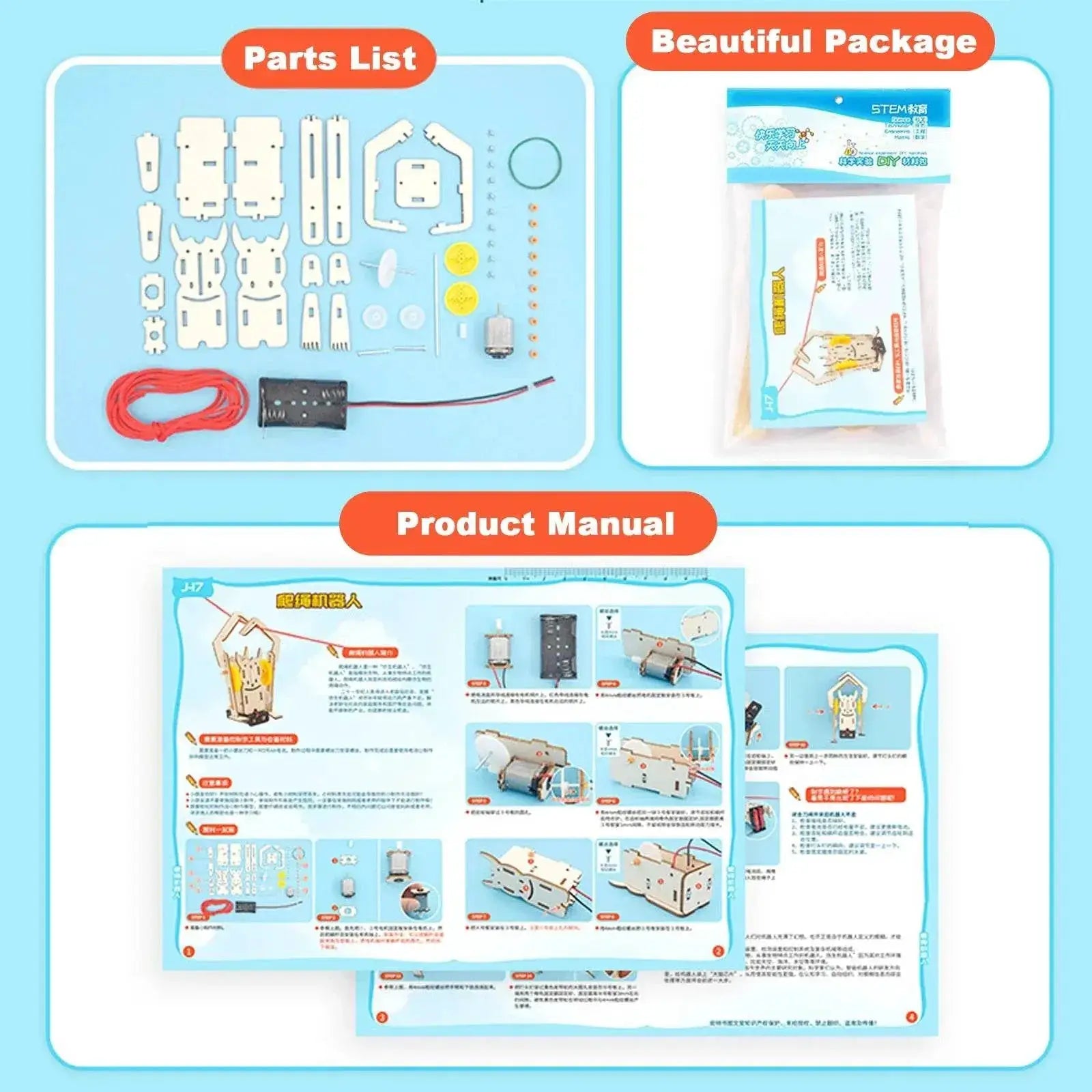 DIY Electric Robot Rope Climbing Kids Science Discovery Toy STEM Education Physics Experiment Kit School Project Art Craft Toy - ToylandEU