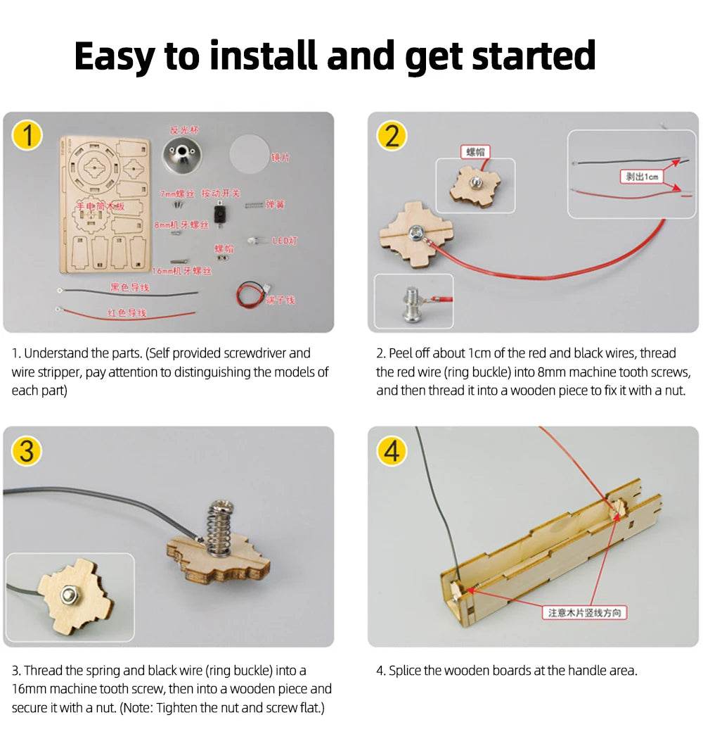 DIY Flashlight DIY Science Experiment Kit & Education Model Toy Physics Science Toys For Children Gift Toy Project - ToylandEU