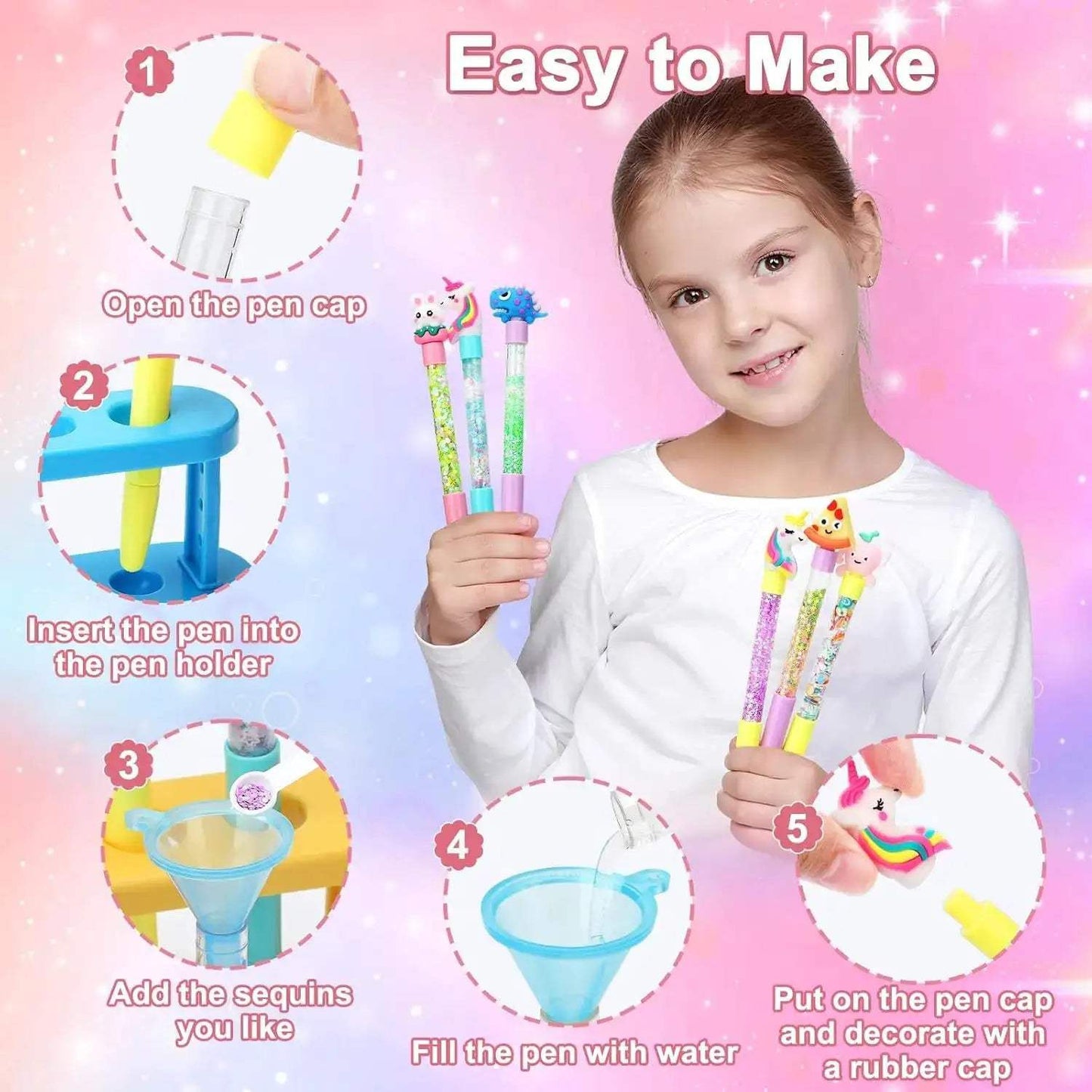 DIY Glitter Pen Kit For Kids Creative Craft Set Gift - ToylandEU