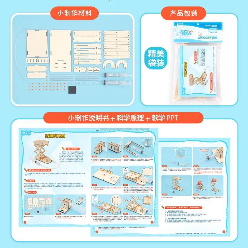 DIY Hydraulic Model Excavator Elevator Bulldozer STEM Tecnologia Science Toys Experimental Tool Kit Teaching Aids for Kids - ToylandEU