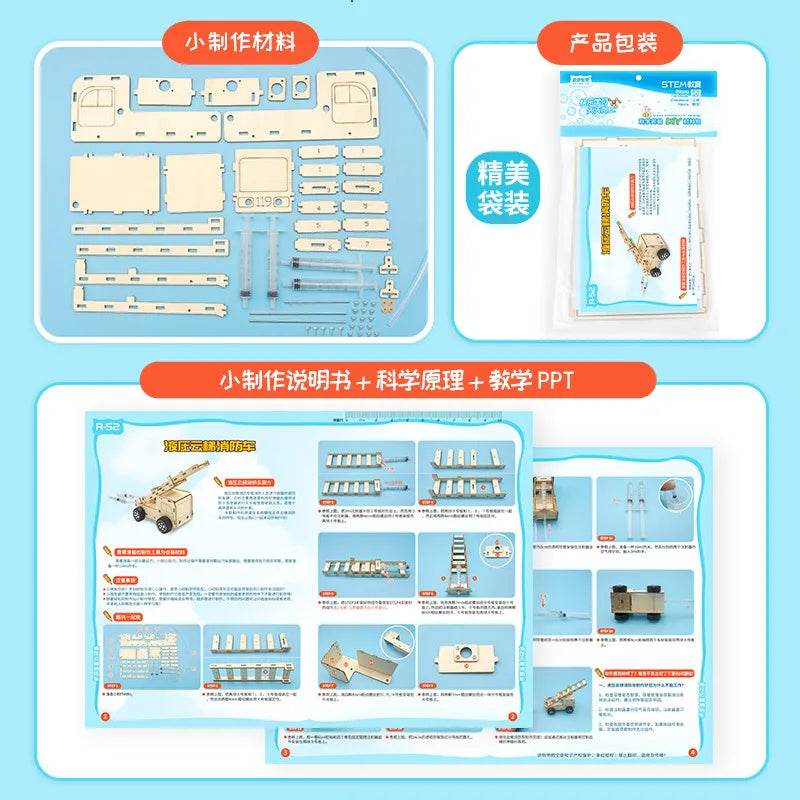 DIY Hydraulic Model Excavator Elevator Bulldozer STEM Tecnologia Science Toys Experimental Tool Kit Teaching Aids for Kids - ToylandEU