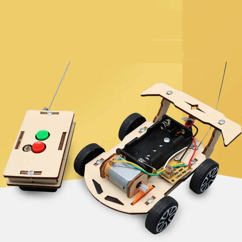 DIY Mini Solar Wireless Remote Control Car Toy Science Educational Toy Assembly RC Toys Wooden Car Vehicle Model For Kids - ToylandEU