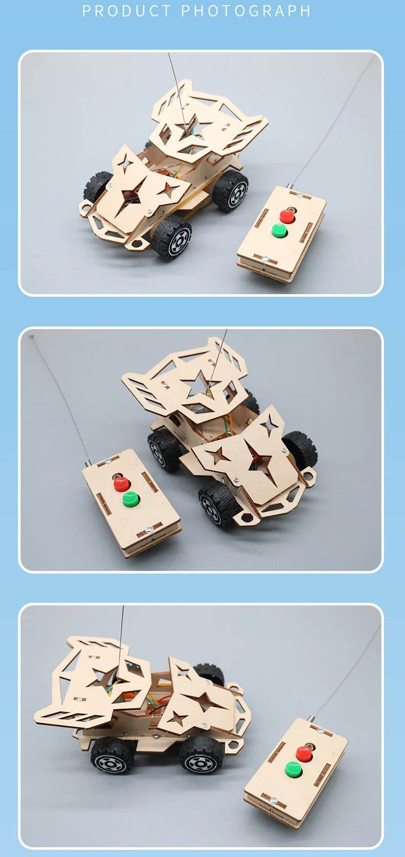 DIY Mini Solar Wireless Remote Control Car Toy Science Educational Toy Assembly RC Toys Wooden Car Vehicle Model For Kids - ToylandEU
