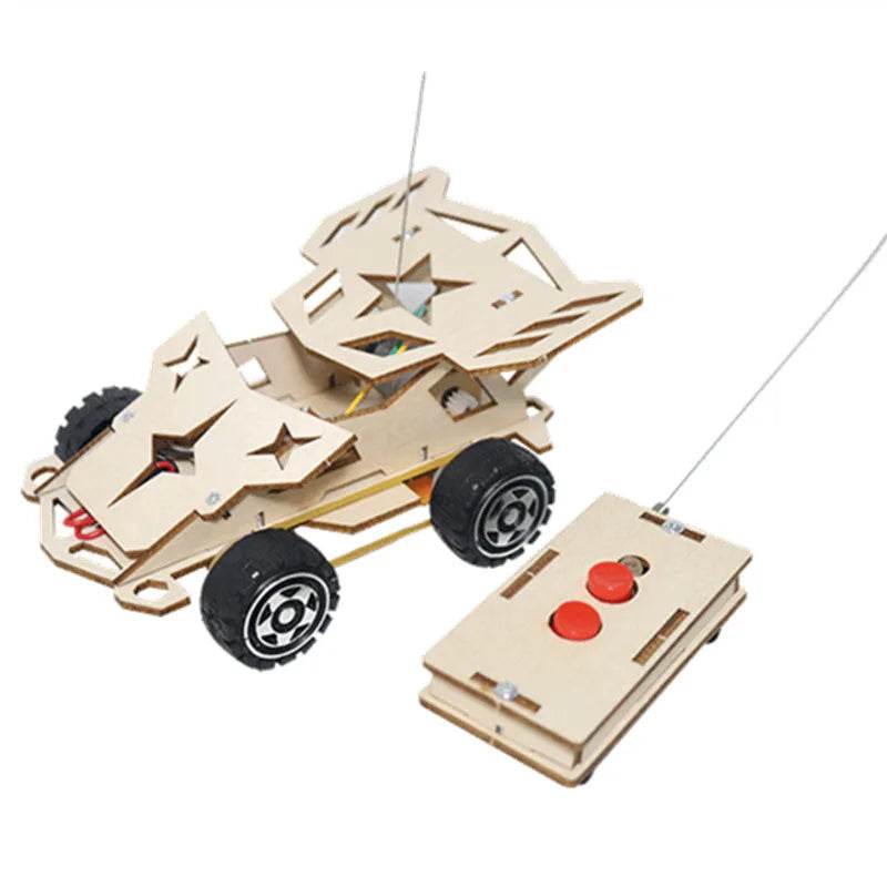 DIY Mini Solar Wireless Remote Control Car Toy Science Educational Toy Assembly RC Toys Wooden Car Vehicle Model For Kids - ToylandEU