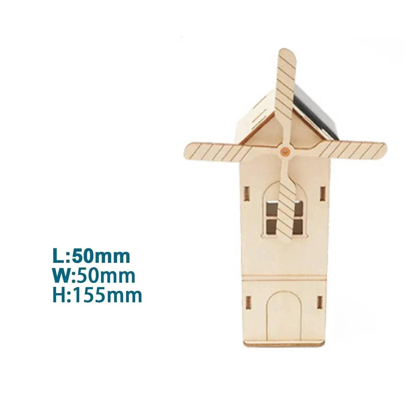  DIY Mini Wooden Windmill House Model 3D Puzzles Assemble Solar Powered Windmill for Kids STEM Science Educational Toy -  ToylandEU™