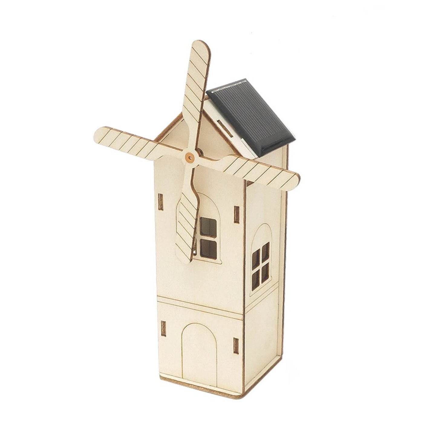 DIY Mini Wooden Windmill House Model 3D Puzzles Assemble Solar Powered Windmill for Kids STEM Science Educational Toy - ToylandEU