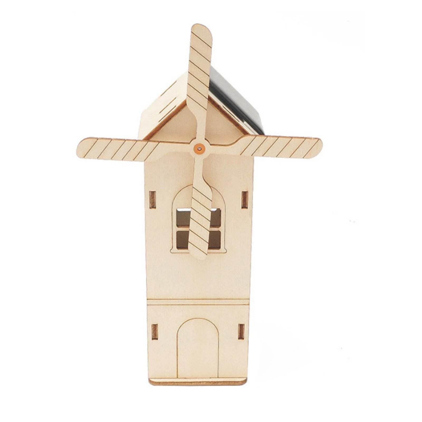 DIY Mini Wooden Windmill House Model 3D Puzzles Assemble Solar Powered Windmill for Kids STEM Science Educational Toy - ToylandEU