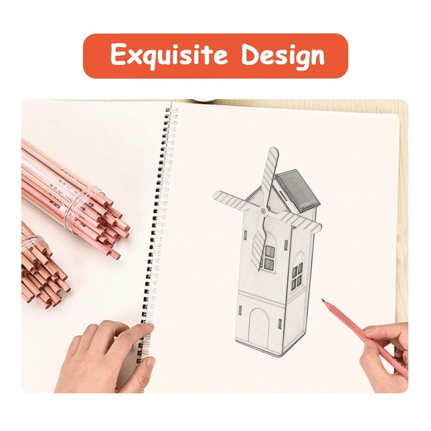 DIY Mini Wooden Windmill House Model 3D Puzzles Assemble Solar Powered Windmill for Kids STEM Science Educational Toy - ToylandEU