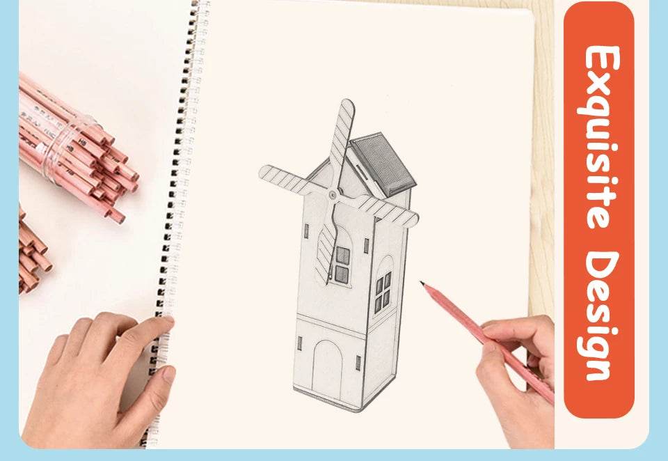 DIY Mini Wooden Windmill House Model 3D Puzzles Assemble Solar Powered Windmill for Kids STEM Science Educational Toy - ToylandEU